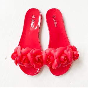 J.Mark Red Floral Jelly Sandal Jelly-07